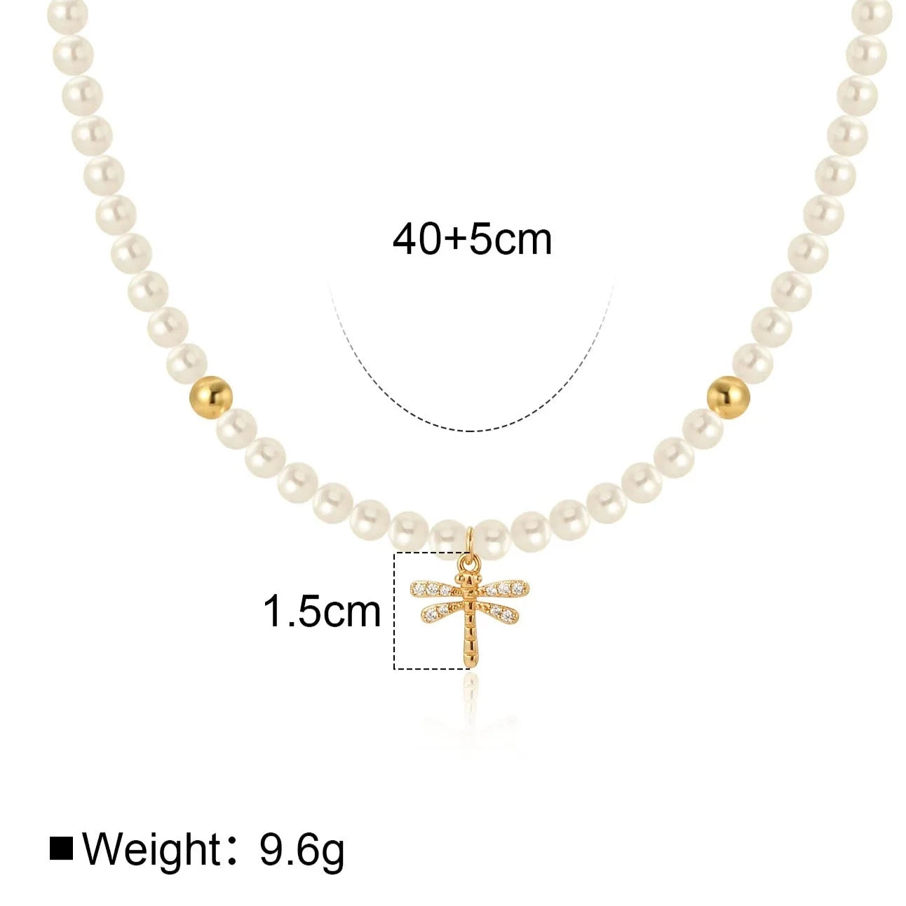 Pave Dragonfly Pearl Necklace