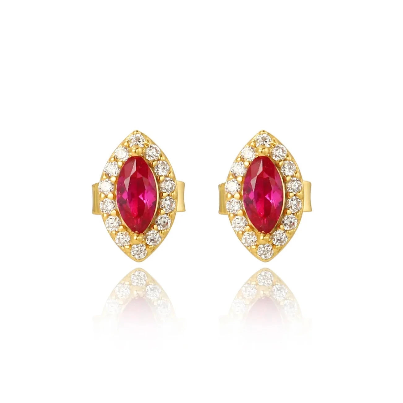 Luxe Oval Ruby Gemstone Stud Earrings