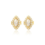 Luxe Oval Crystal Gemstone Stud Earrings