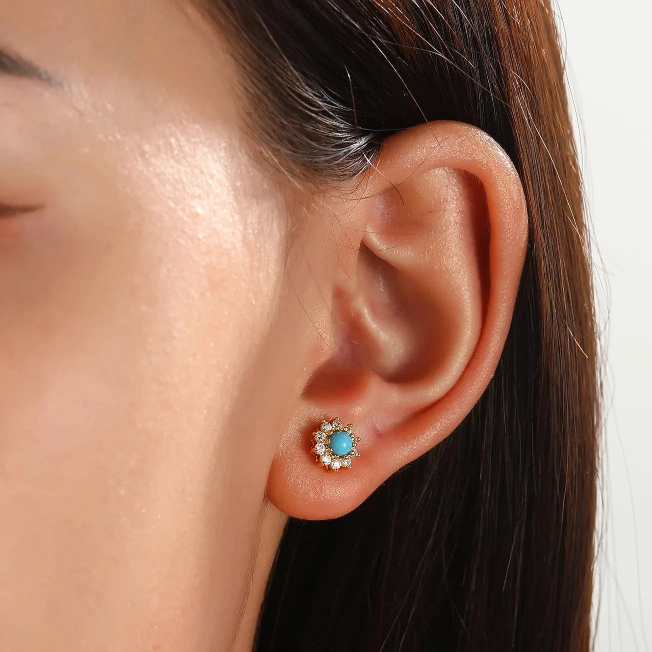 Turquoise Sunflower Stud Earring