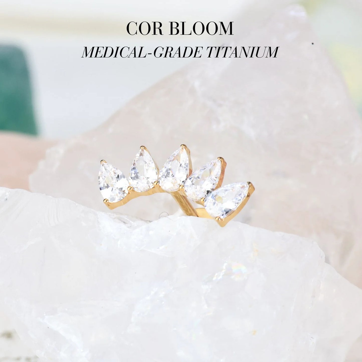 Titanium Harmonia Five Pear-Cut Diamond Crown Stud