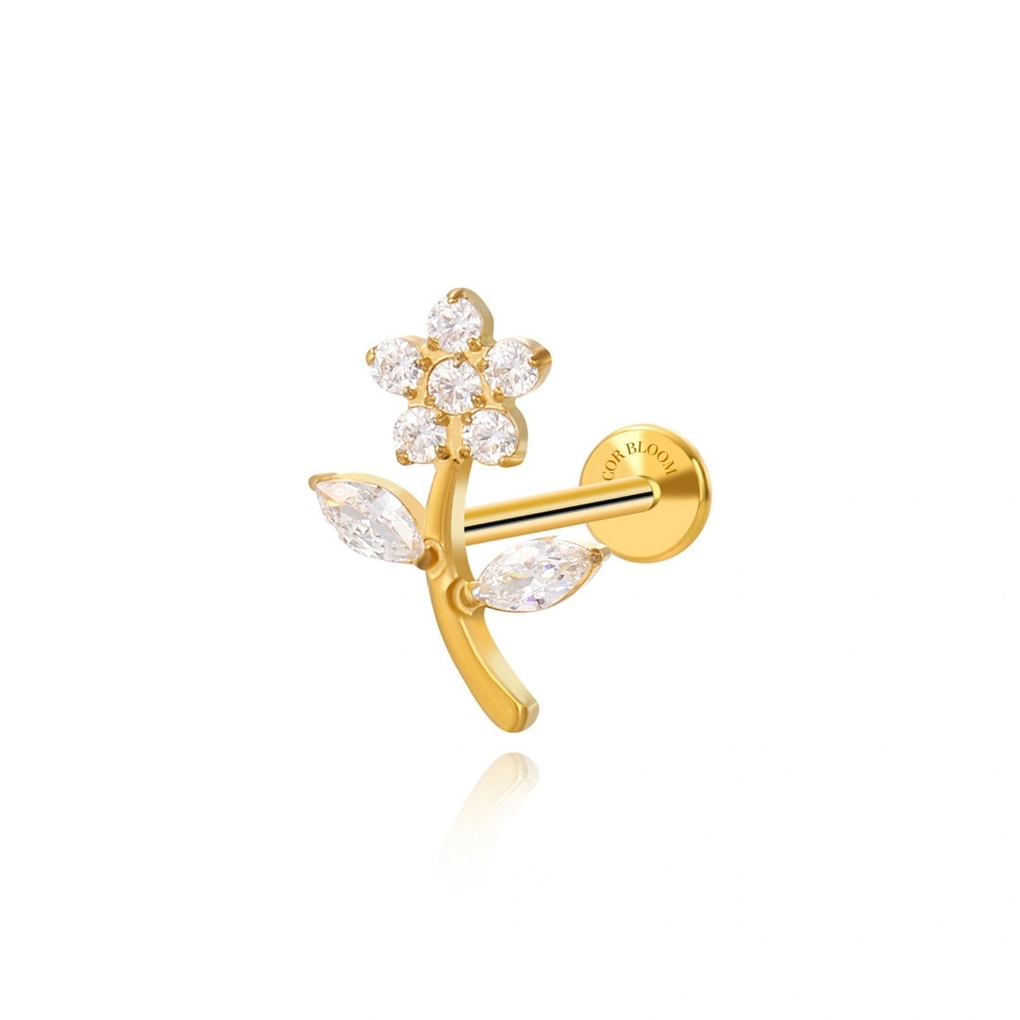 Diamond Flower Climbing Flat Back Earring