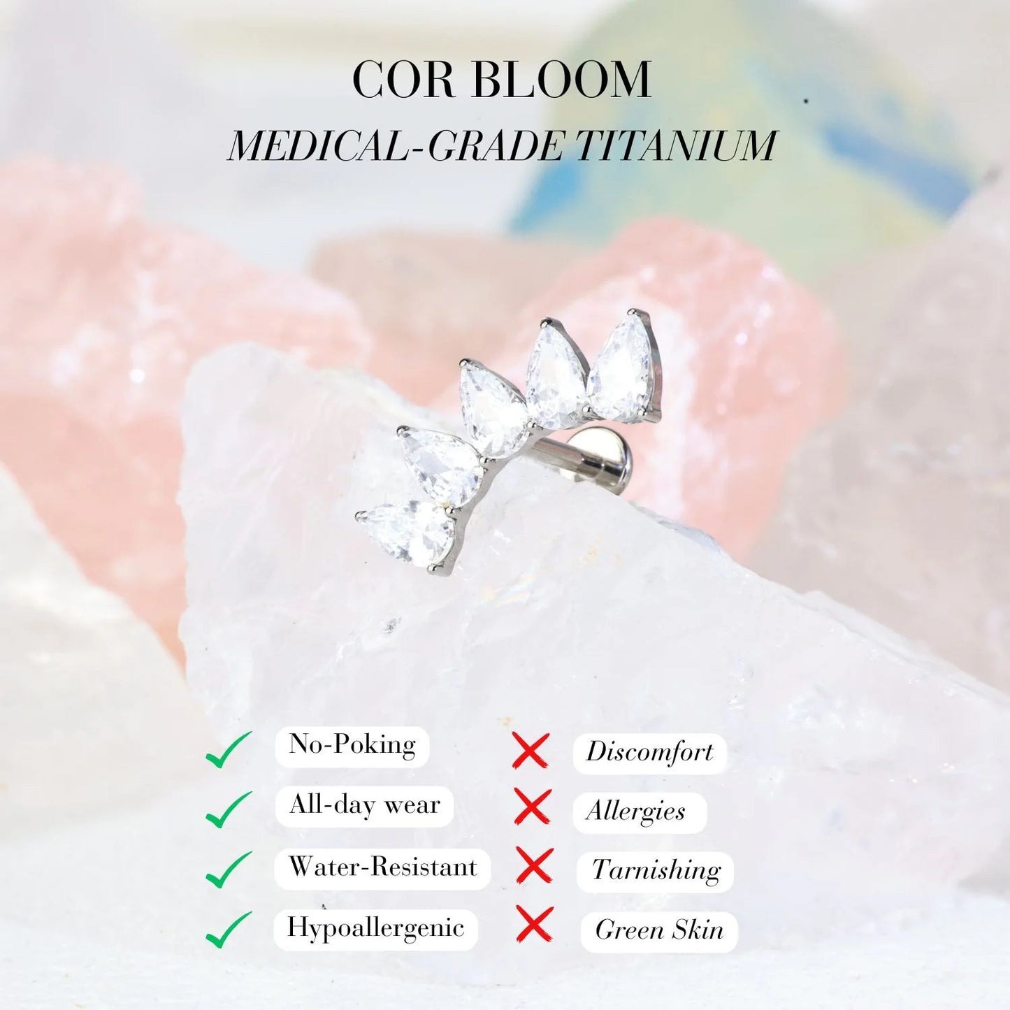 Titanium Harmonia Five Pear-Cut Diamond Crown Stud