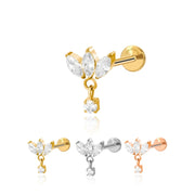 Titanium Trio Marquise Petal Flat Back Stud