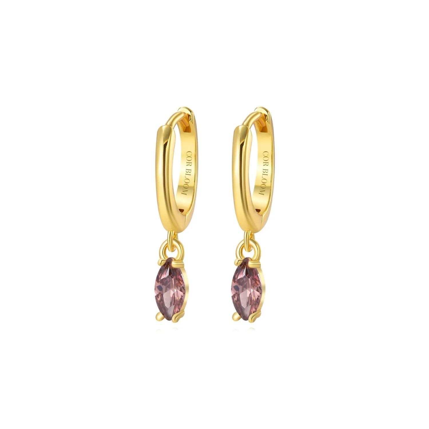 Doris Rhodolite Marquise Charm Hoop Earrings