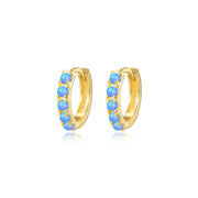 Yianna Ocean Blue Opal Hoop Earrings