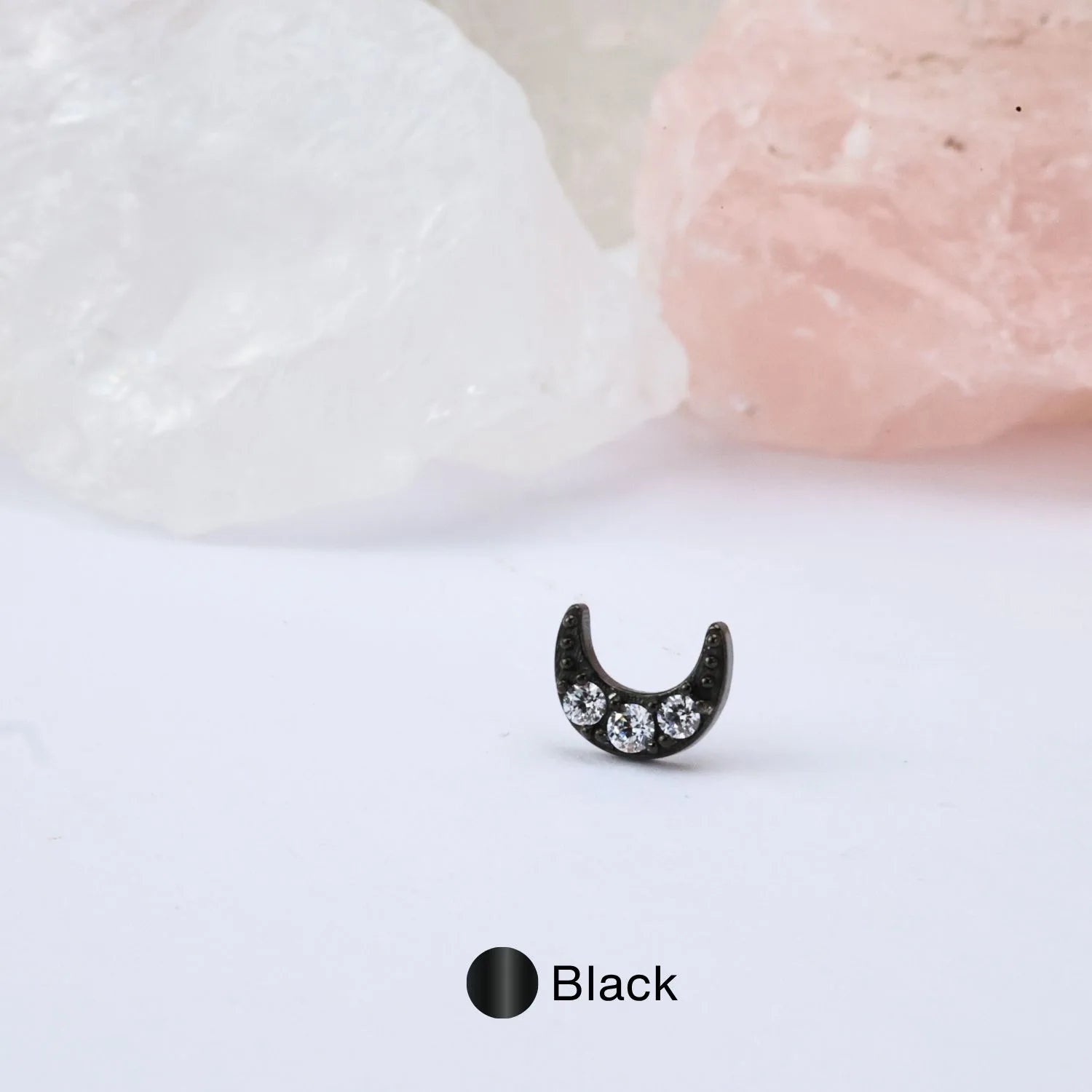 Lyric Diamond Moon Flat Back Piercing Stud