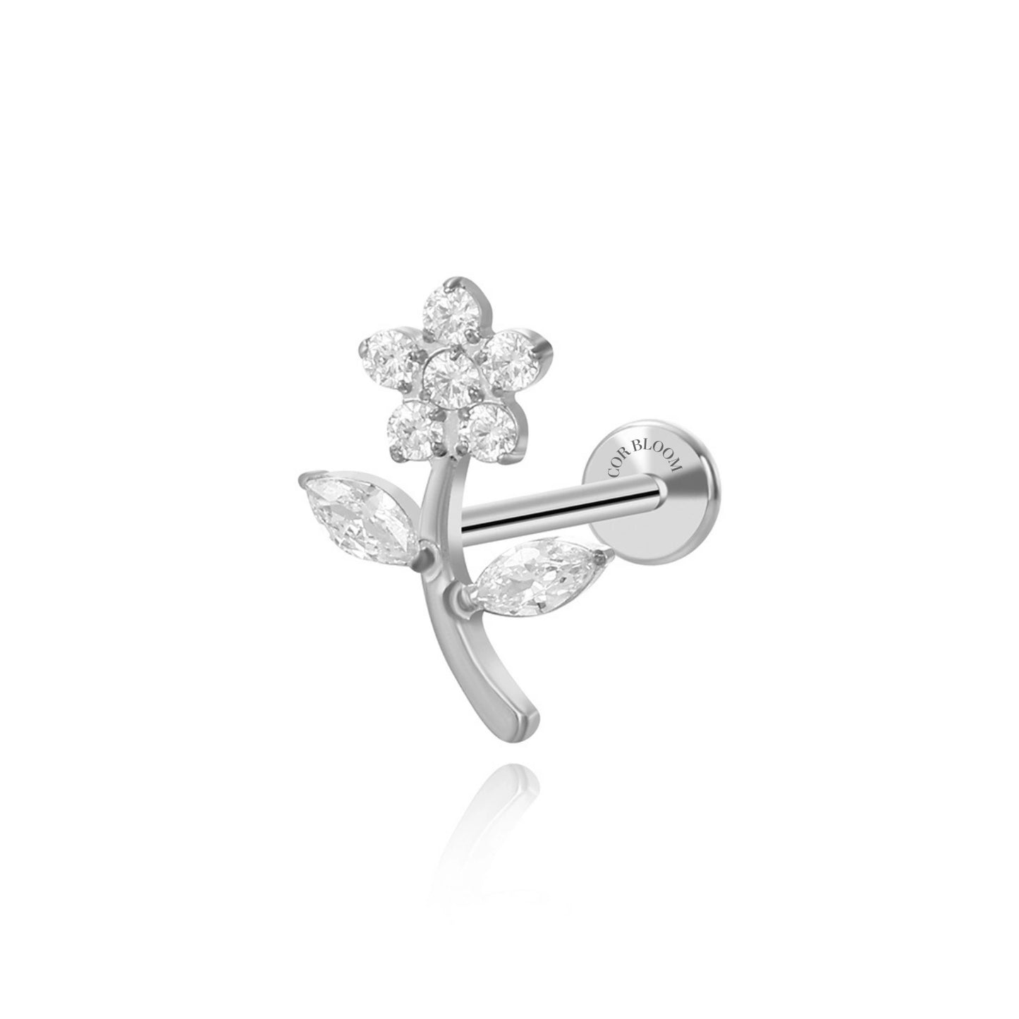 Diamond Flower Climbing Flat Back Earring