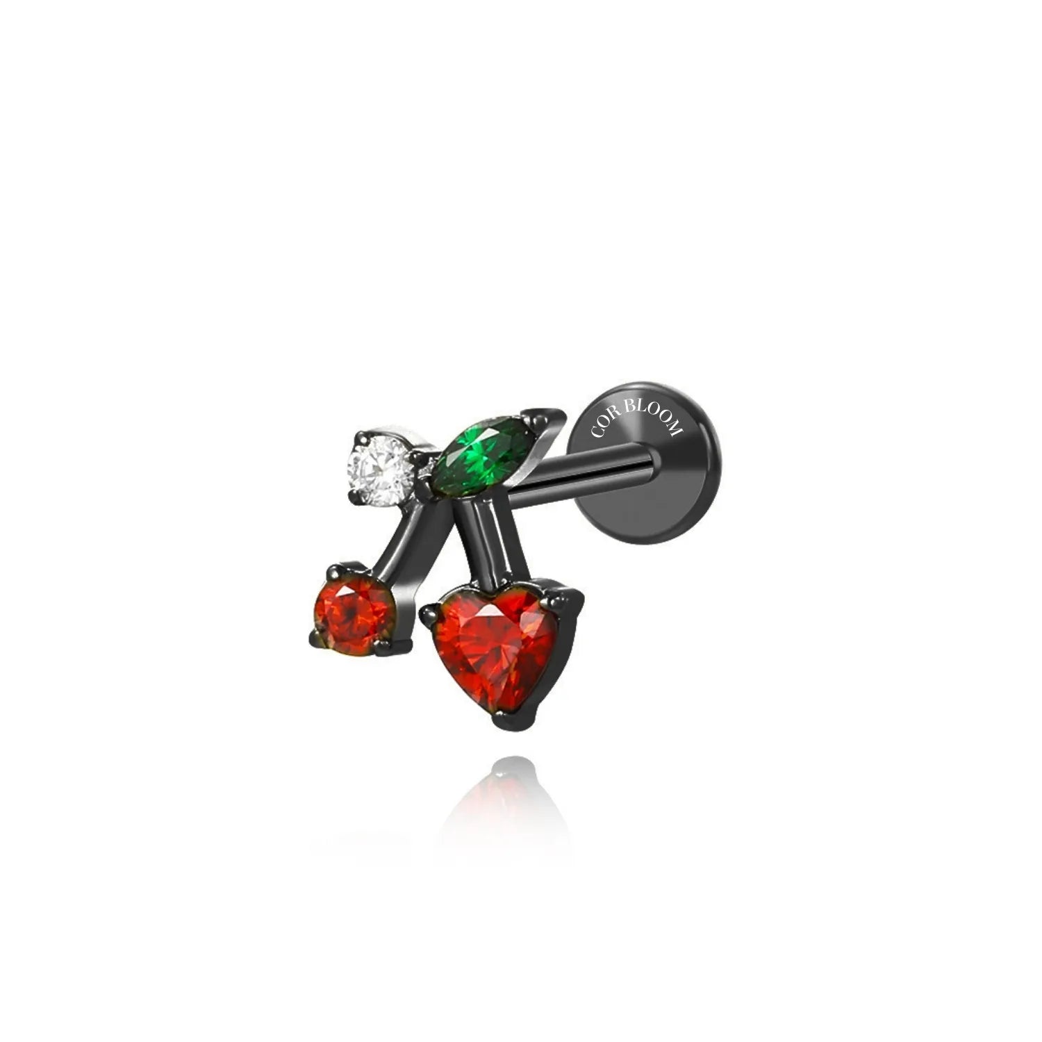 Titanium Ripe Cherry Flat Back Stud