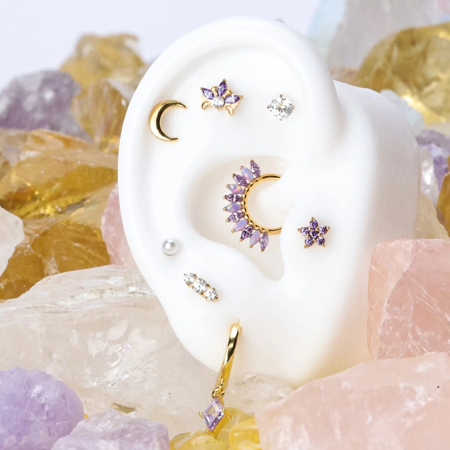 Lyric Solid Moon Flat Back Piercing Stud