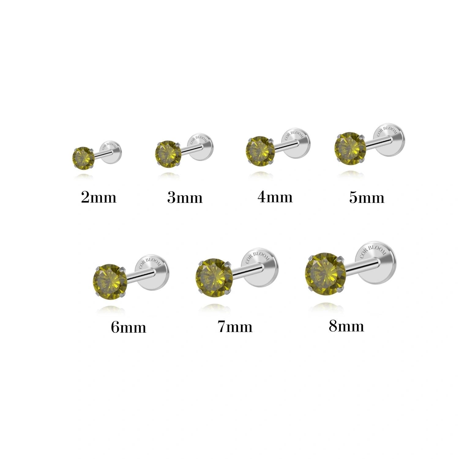 Titanium Multisize Peridot Gemstone Piercing Stud