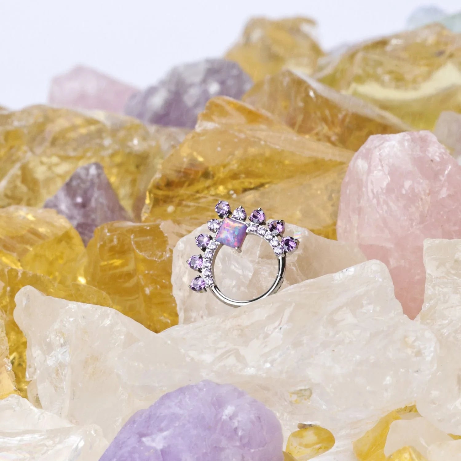 Titanium Persephone Violet Flame Opal Clicker
