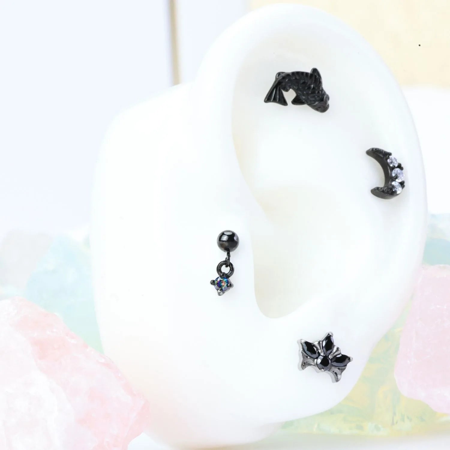 Lyric Diamond Moon Flat Back Piercing Stud