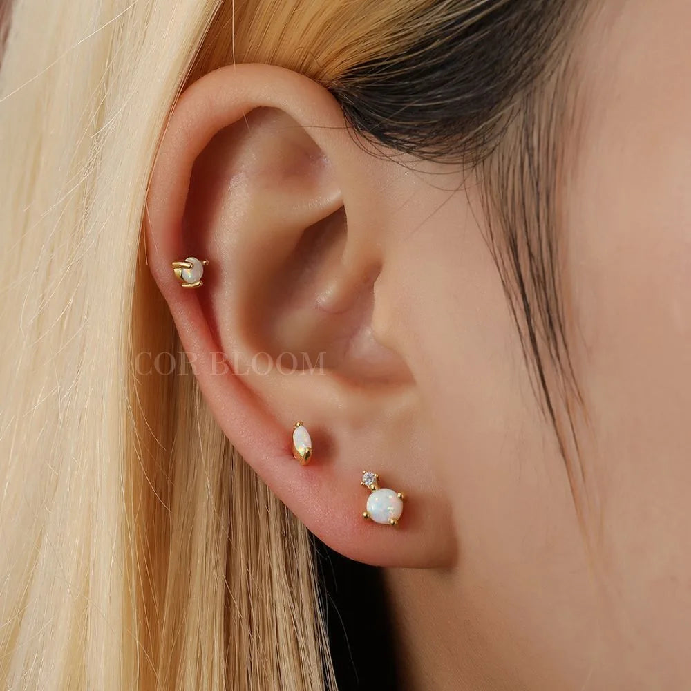 Freya Round Opal Labret Piercing Stud