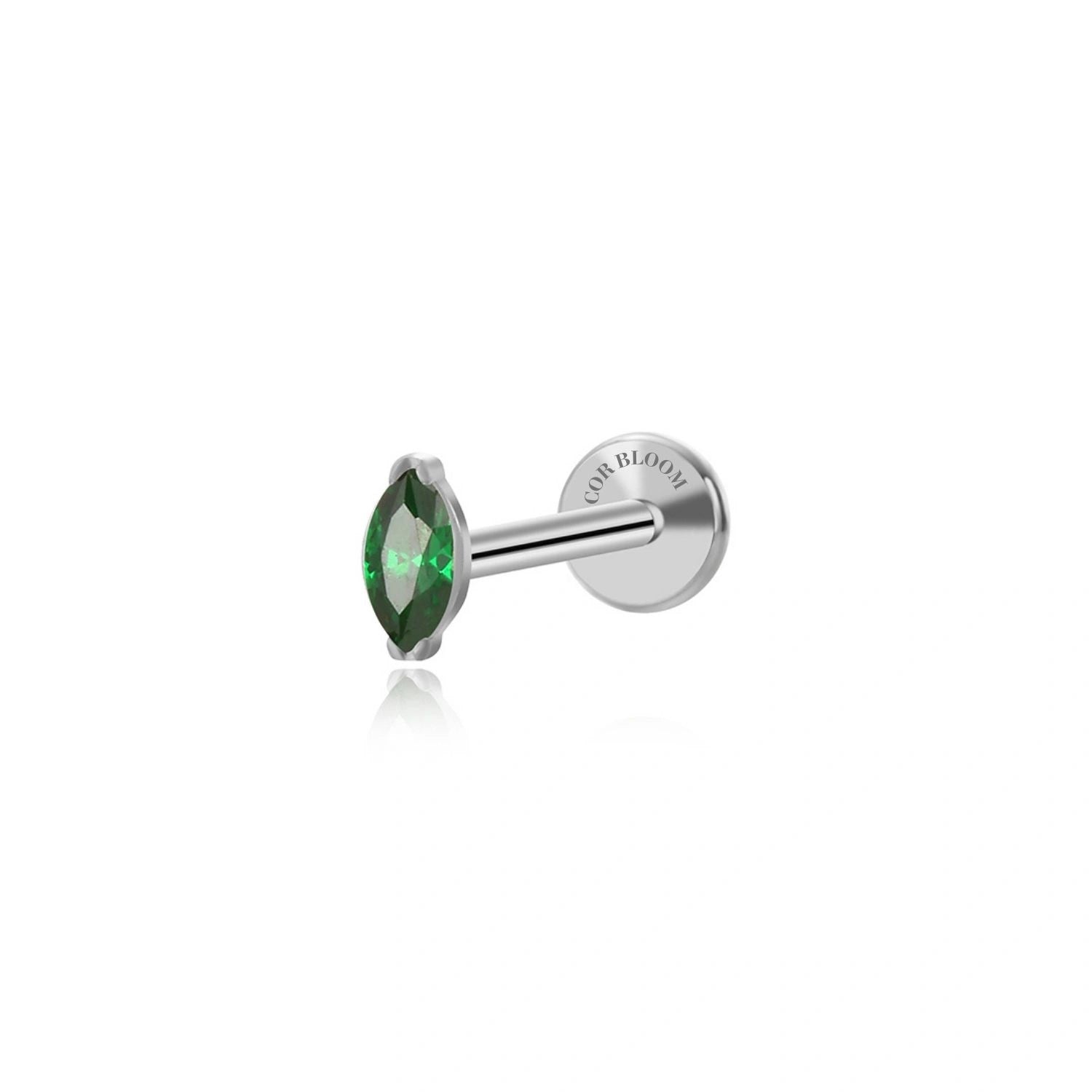 Titanium Elynn Green Emerald Marquise Flat Back