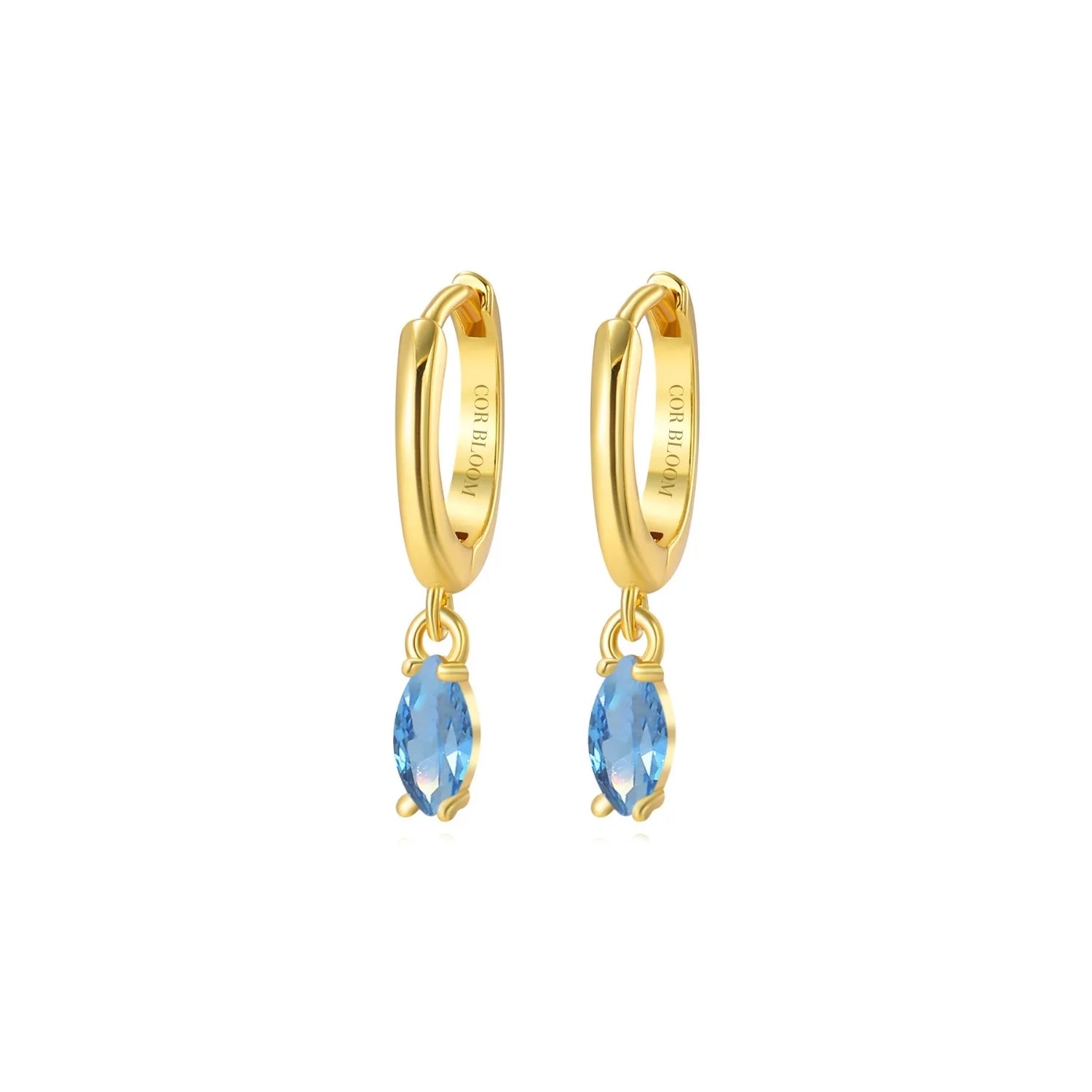 Doris Blue Sapphire Marquise Charm Hoop Earrings