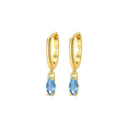 Doris Blue Sapphire Marquise Charm Hoop Earrings