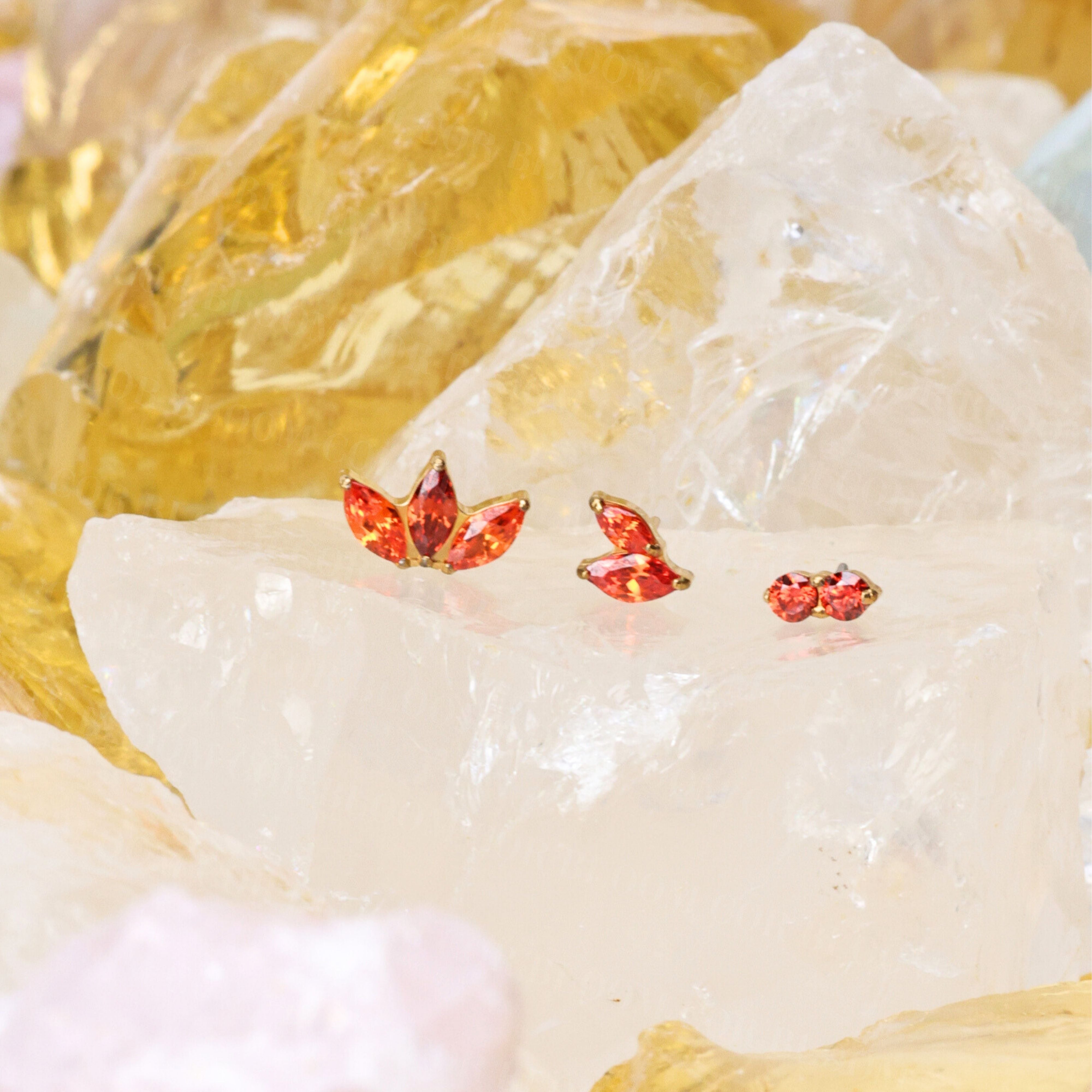 Titanium Edith Mini Duo Orange Red Flat Back Stud