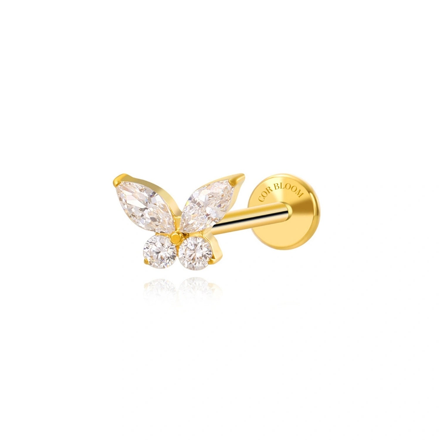 Titanium Liberty Crystal Butterfly Flat Back Stud