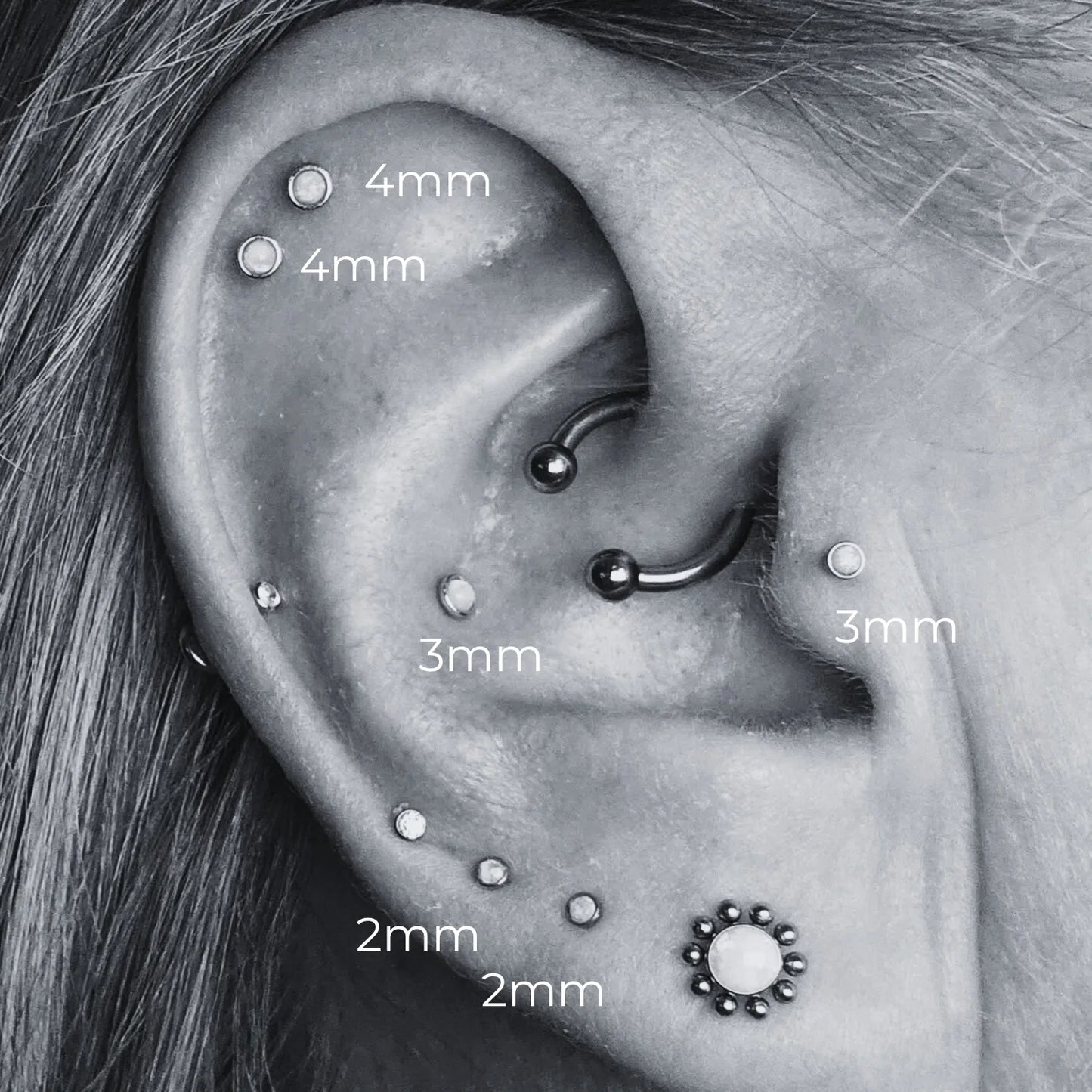 Titanium Light Green Opal Push Pin Piercing Stud