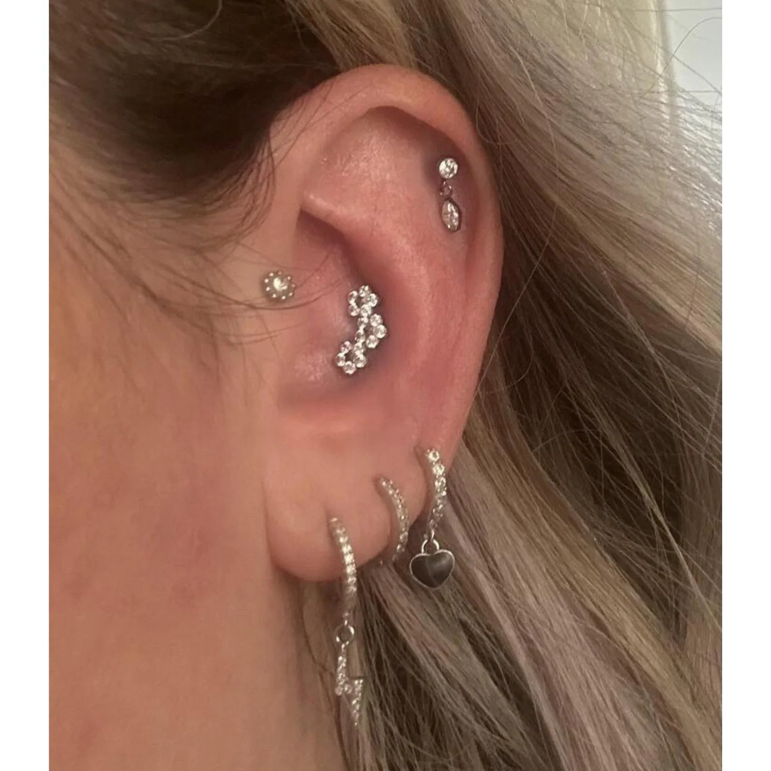 Titanium Cressida Trio Diamond Flower Piercing Stud