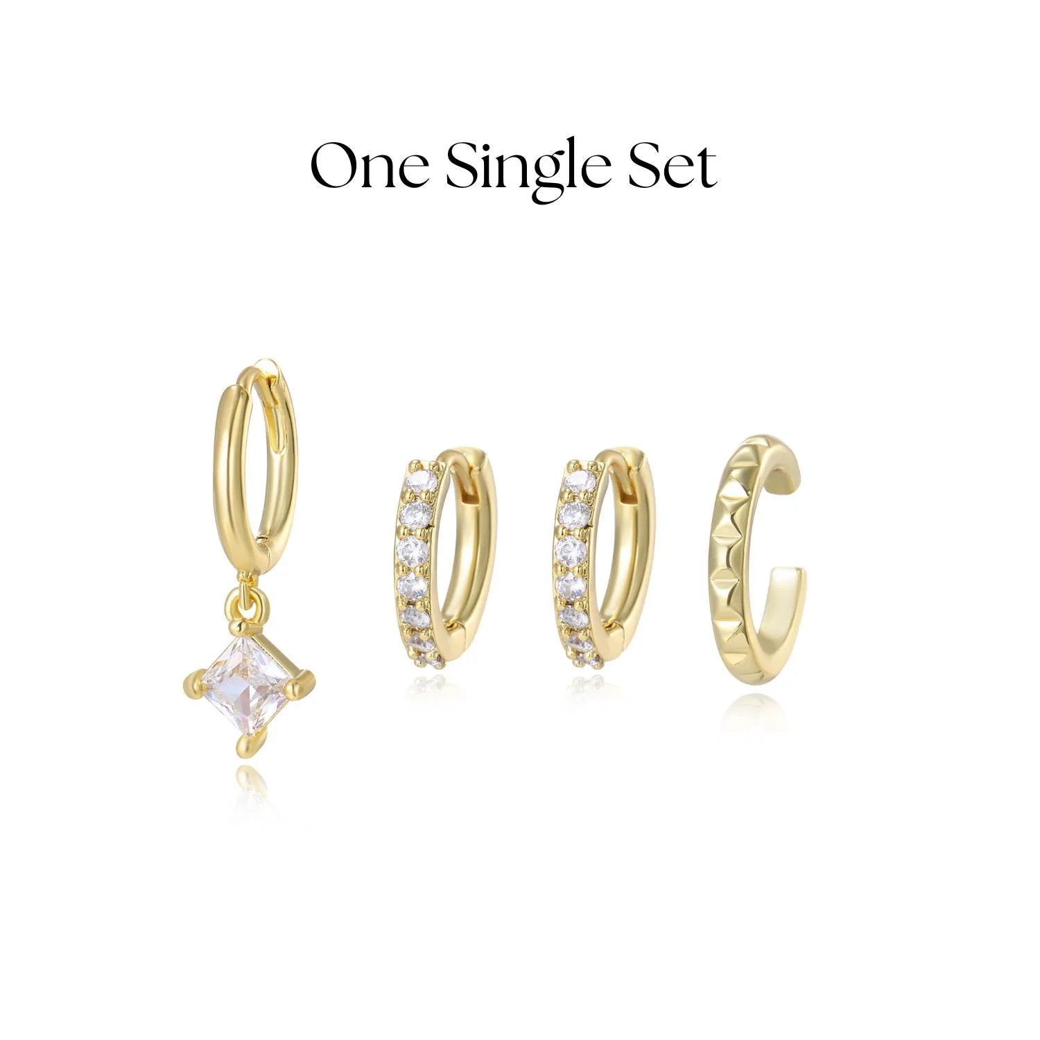 Simple Crystal Hoops Earring Set