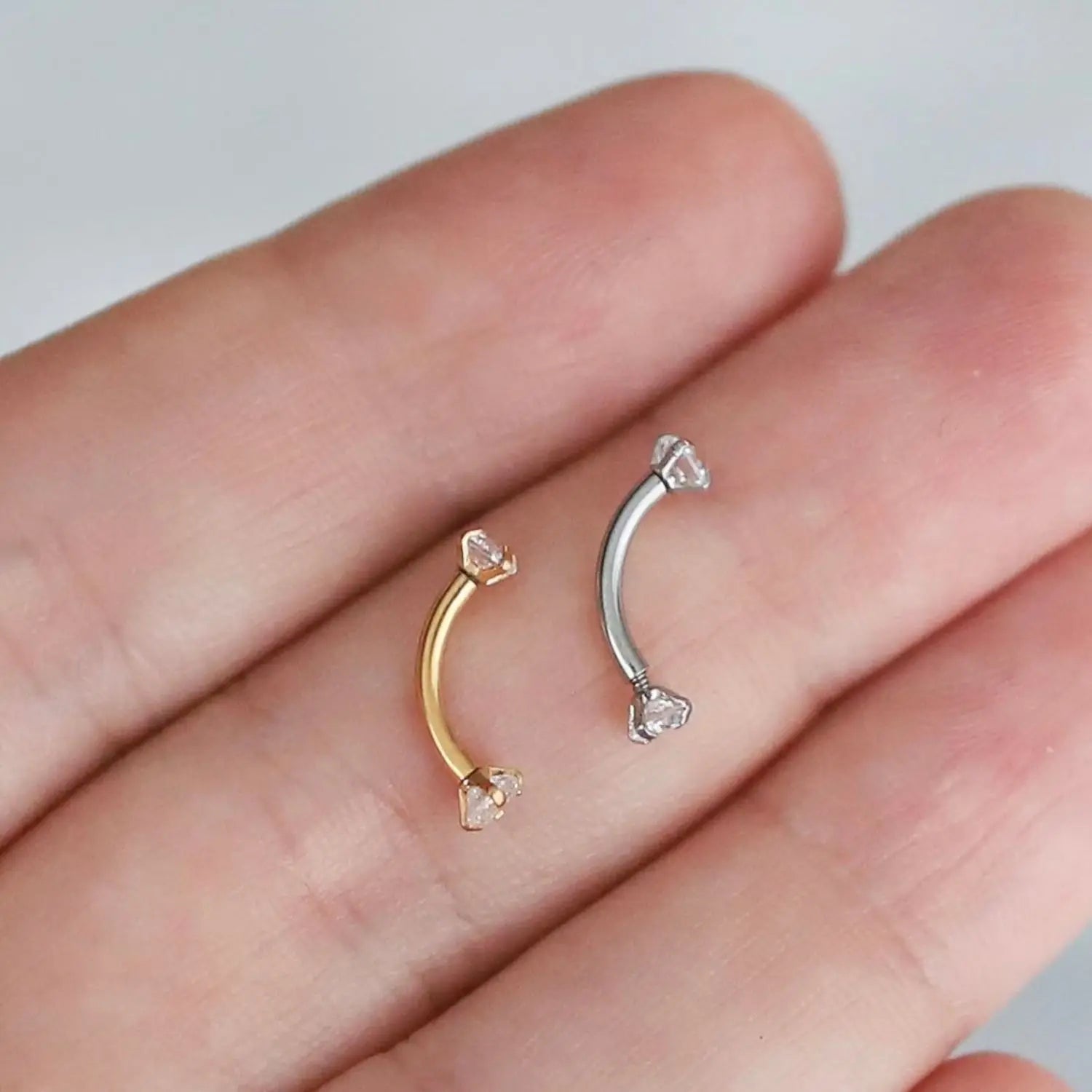 Implant-Grade Titanium Essential 3mm CZ Curved Barbell Piercing