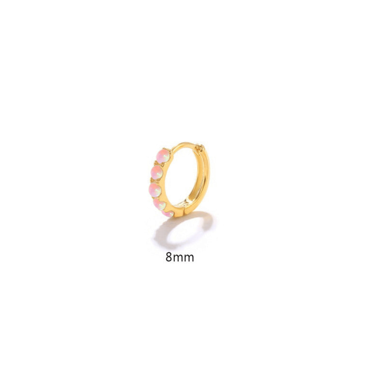 Pink Opal Stone Huggie Earrings