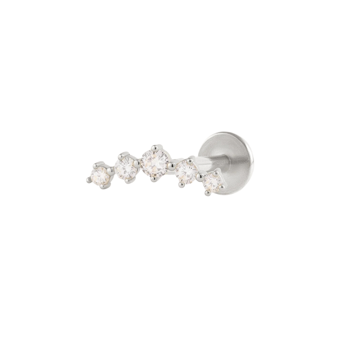 Curved White CZ Cartilage Flat Back Piercing Stud