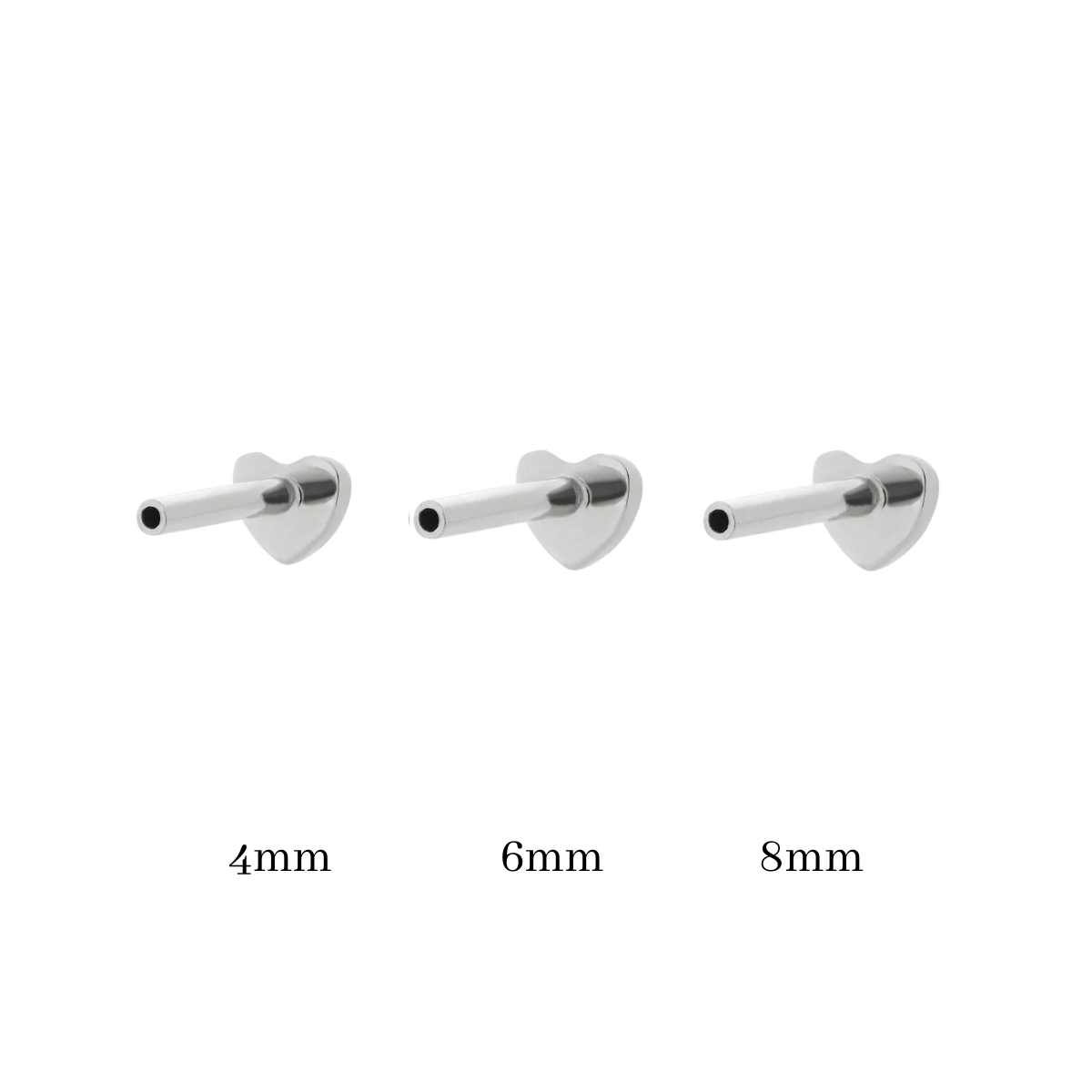 16g/18g Internally Threaded Heart Flatback Post
