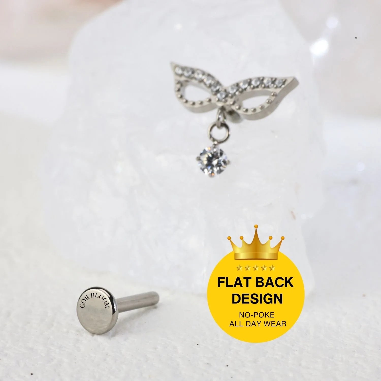 Titanium Venetian Diamond Masks Flat Back Stud