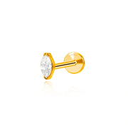 Titanium Elynn White Crystal Marquise Stud