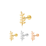 Solid Titanium Apollo Leaf Flat Back Stud