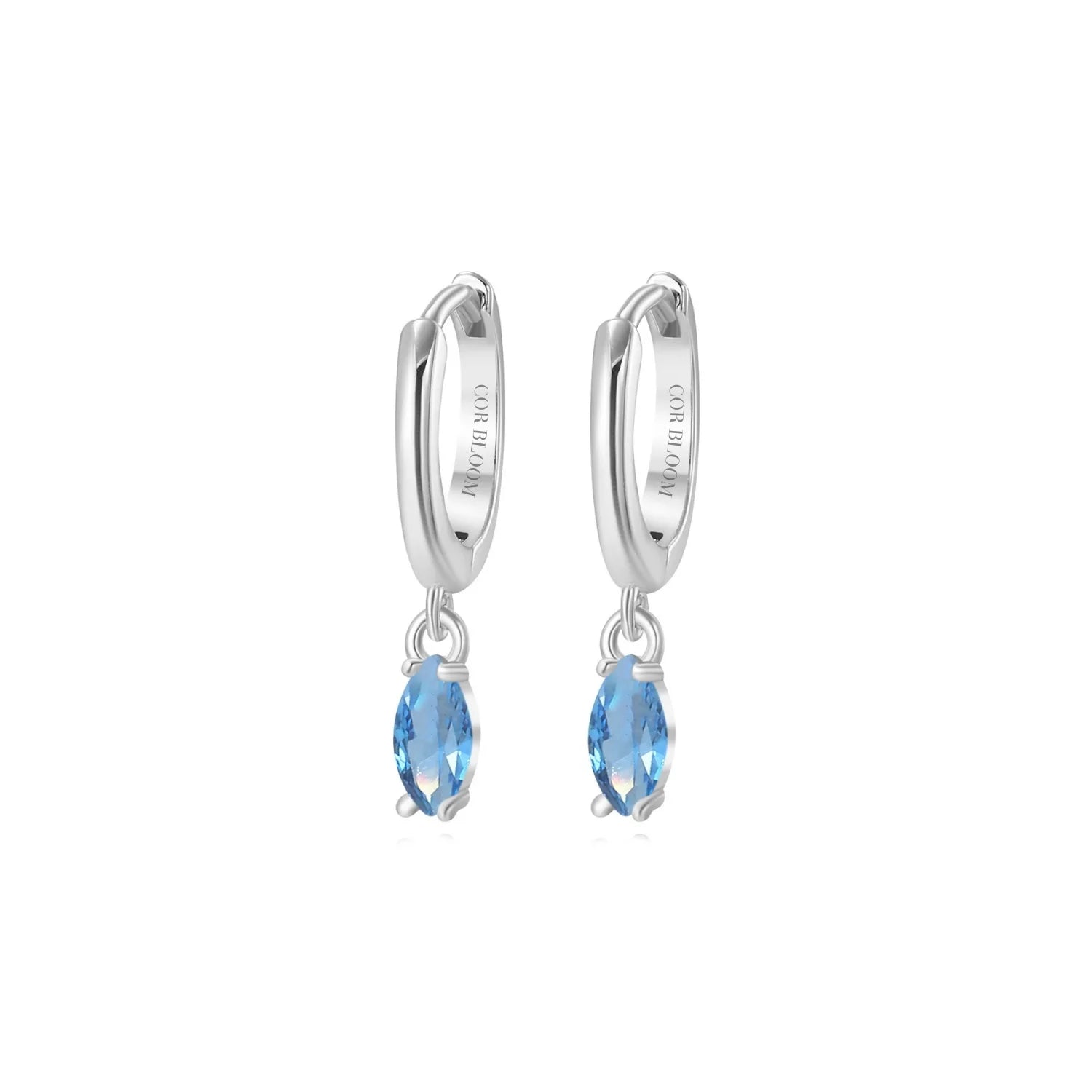 Doris Blue Sapphire Marquise Charm Hoop Earrings