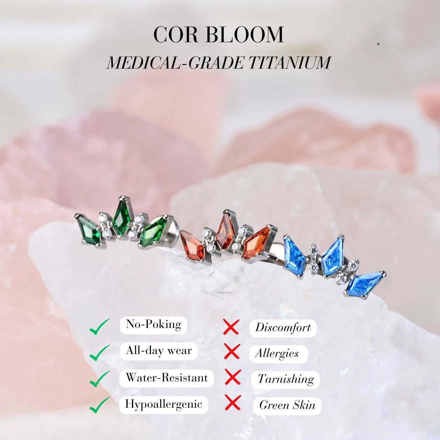 Titanium Sage Aquamarine Crown Flat Back Stud