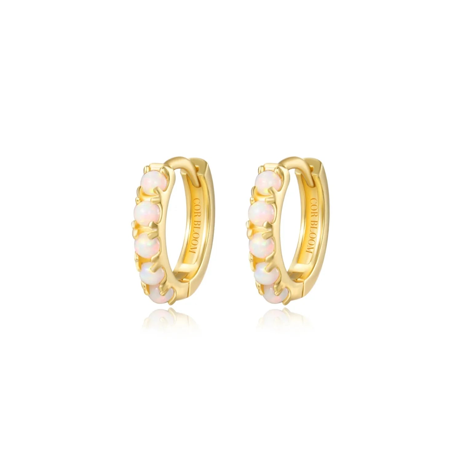Yianna White Opal Hoop Earrings