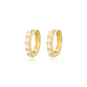 Yianna White Opal Hoop Earrings
