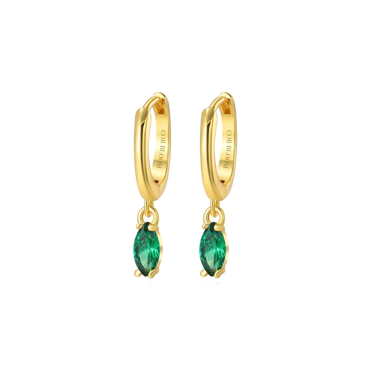 Doris Green Emerald Marquise Charm Hoop Earrings