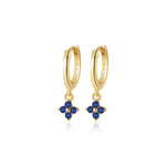 Alaiya Blue Sapphire Four-Leaf Clover Hoop Earrings