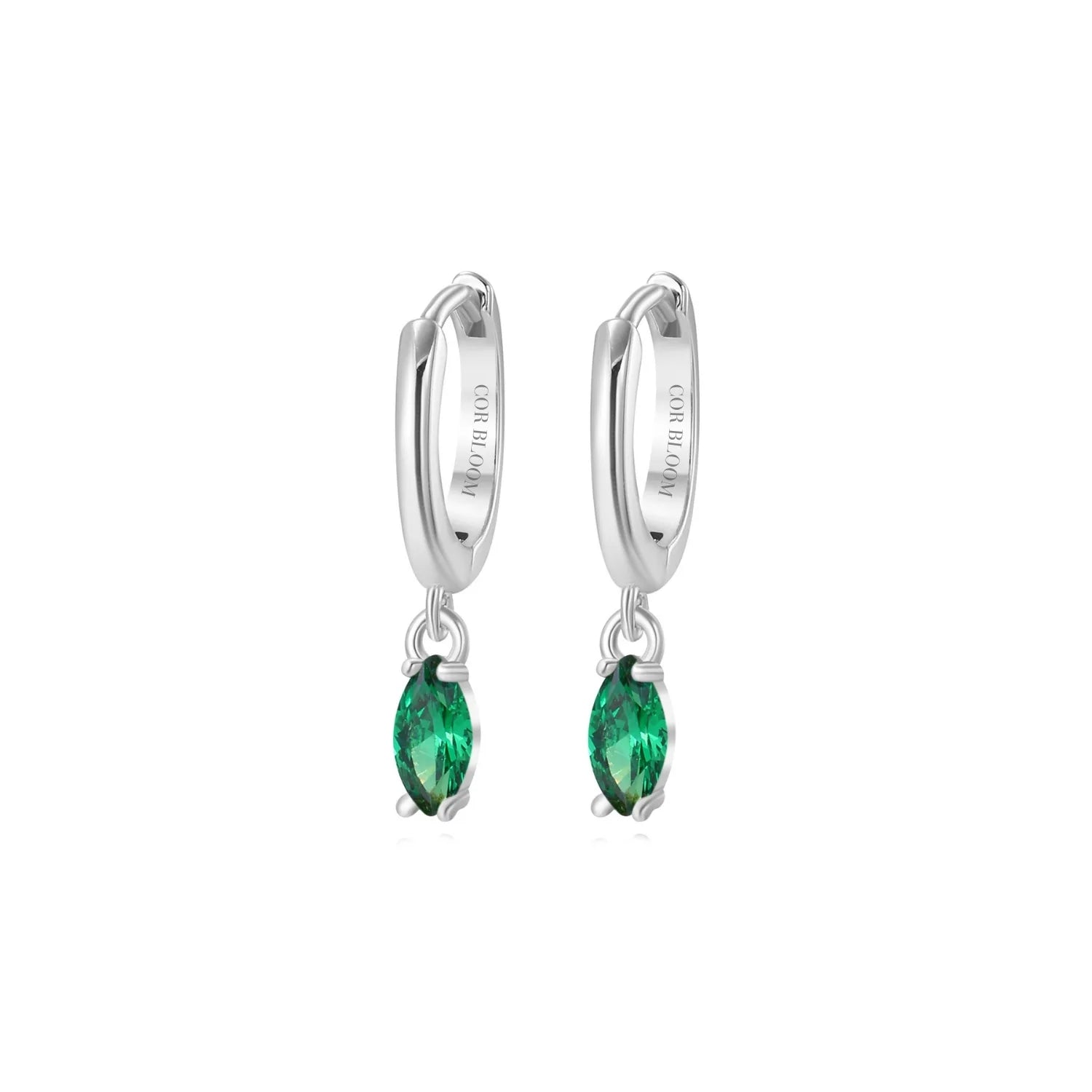 Doris Green Emerald Marquise Charm Hoop Earrings