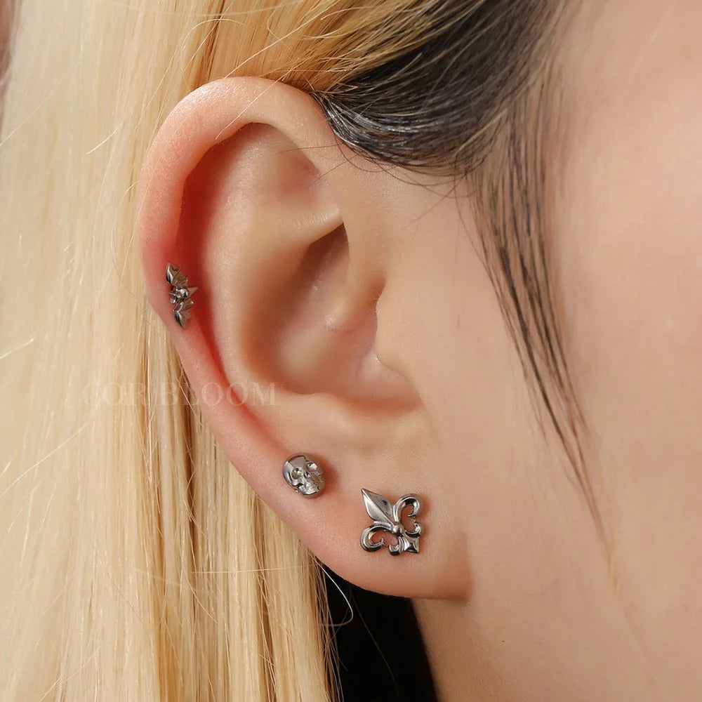 Titanium Skull Head Flat Back Piercing Stud