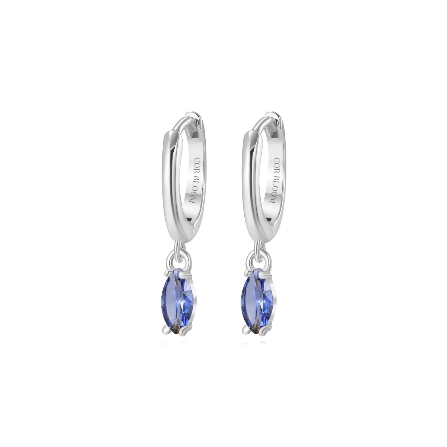 Doris Tanzanite Marquise Charm Hoop Earrings