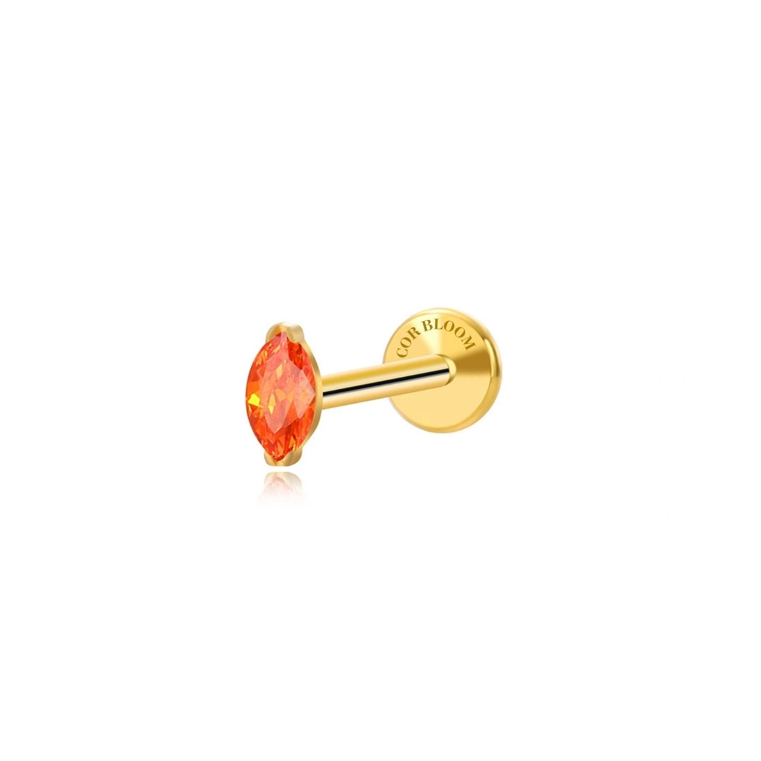 Titanium Elynn Orange Red Marquise Flat Back