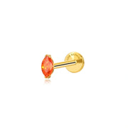 Titanium Elynn Orange Red Marquise Flat Back