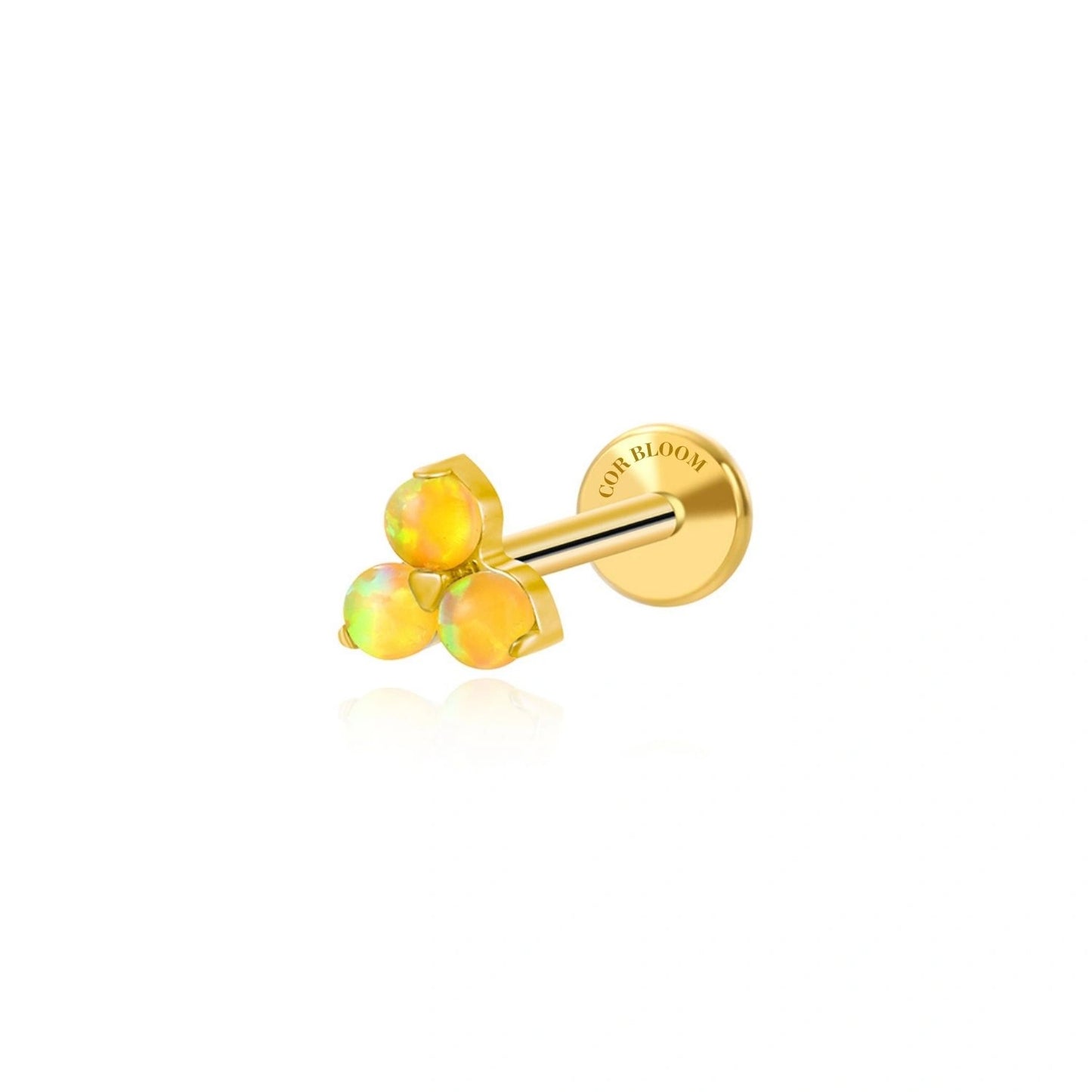 Titanium Mini Fresh Lemon Yellow Opal Triangle Flat Back Stud