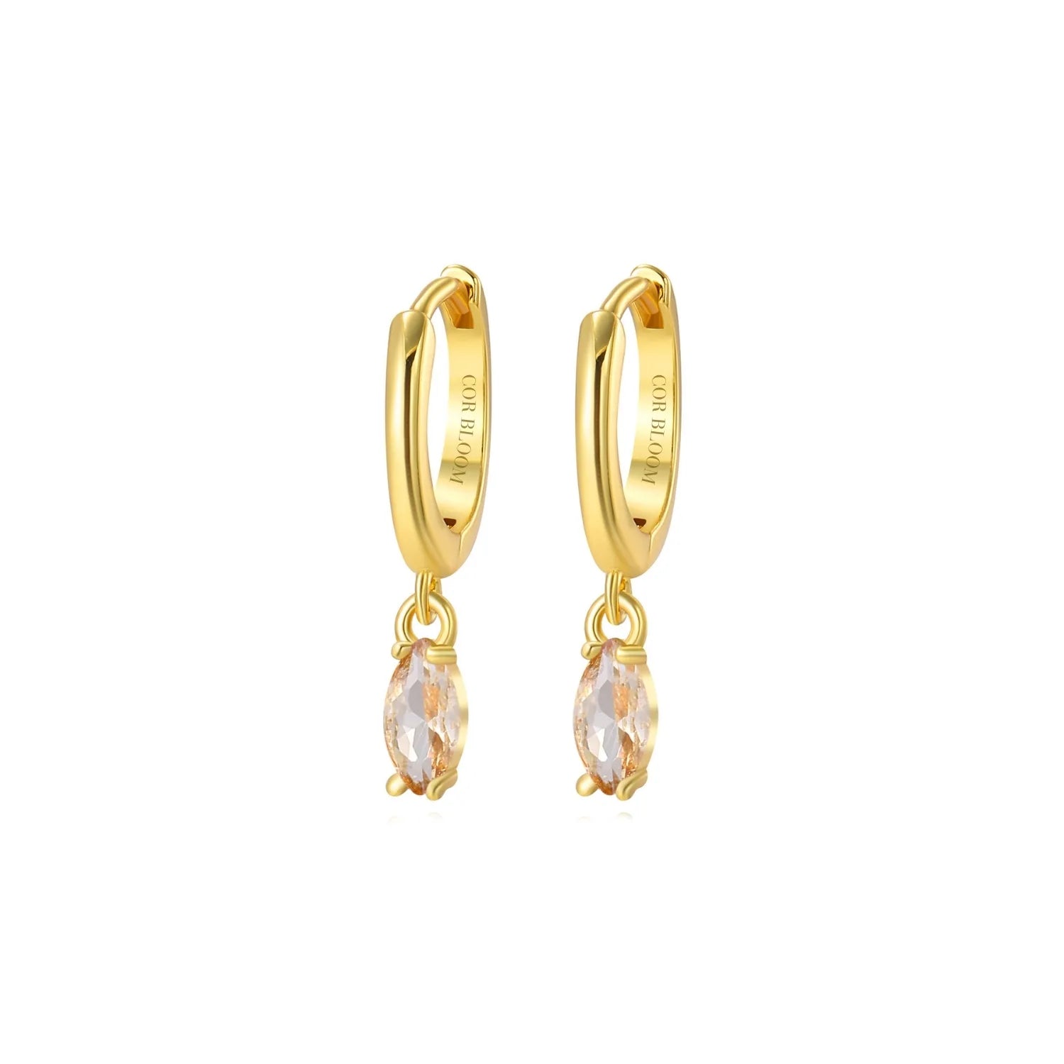 Doris Champagne Marquise Charm Hoop Earrings