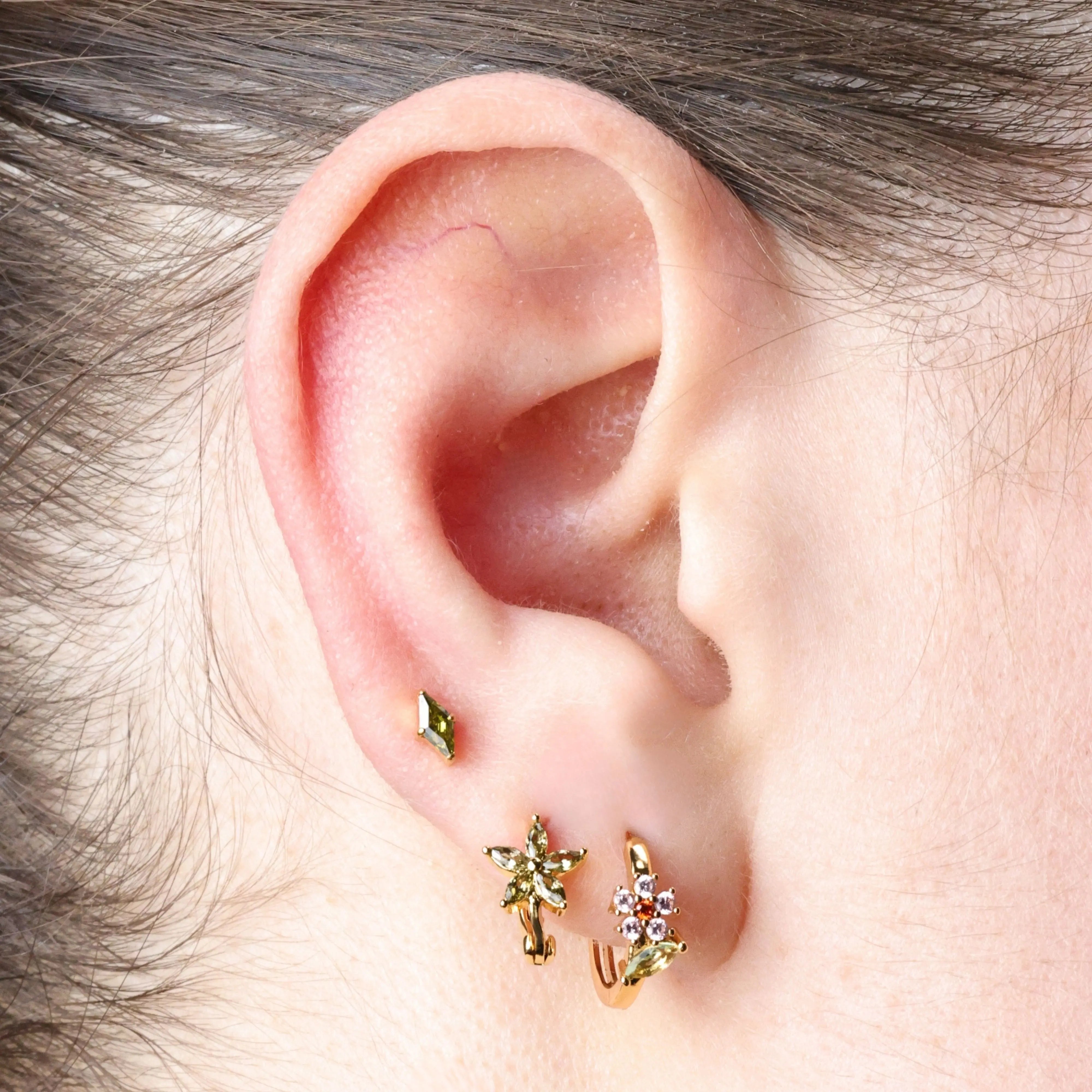 Rosy Flower Hoop Earrings