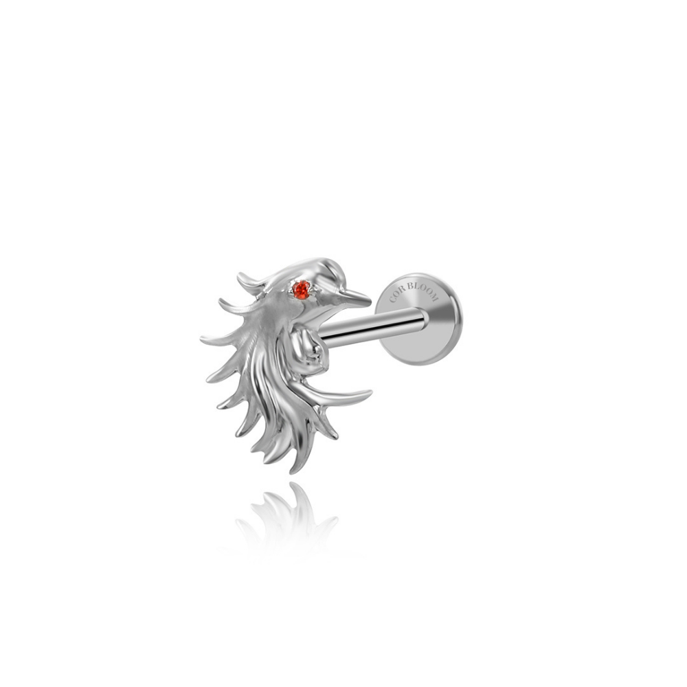 Titanium Fiery Phoenix Piercing Stud