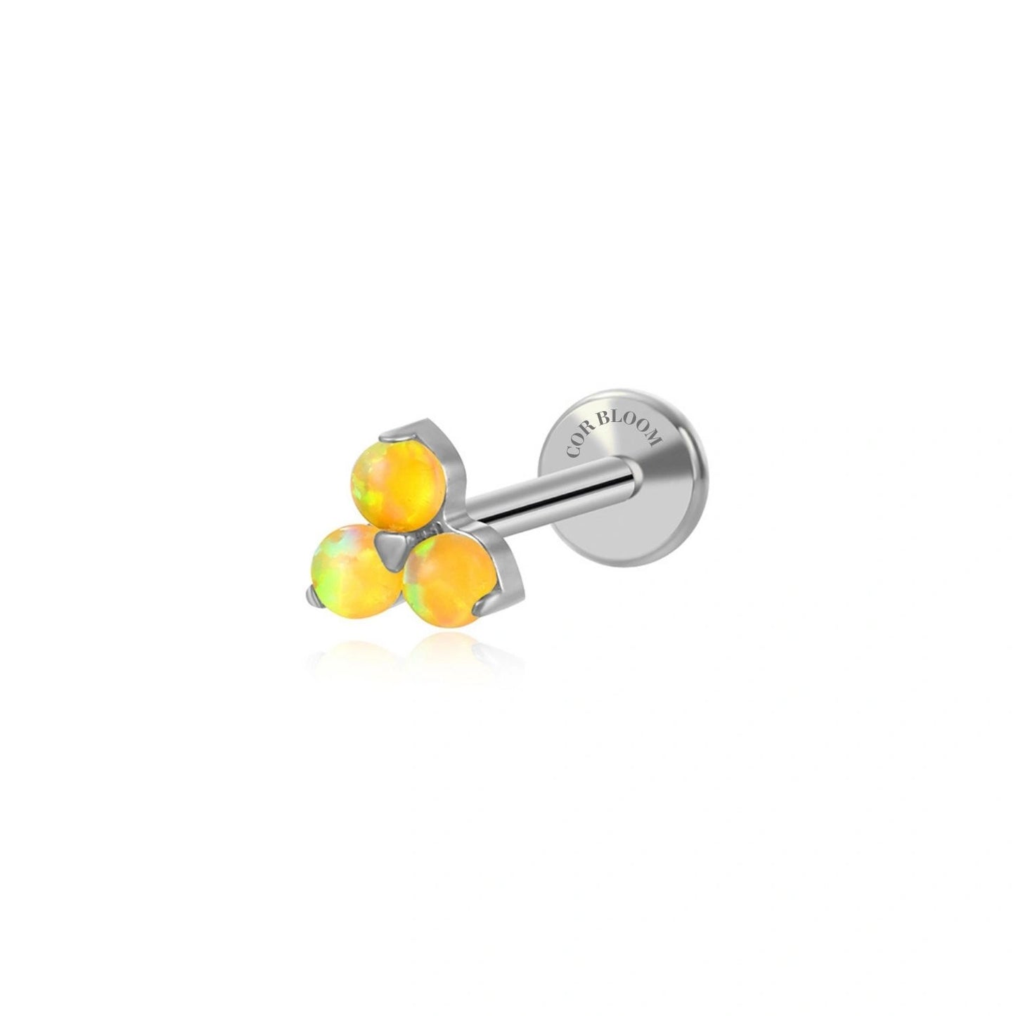 Titanium Mini Fresh Lemon Yellow Opal Triangle Flat Back Stud
