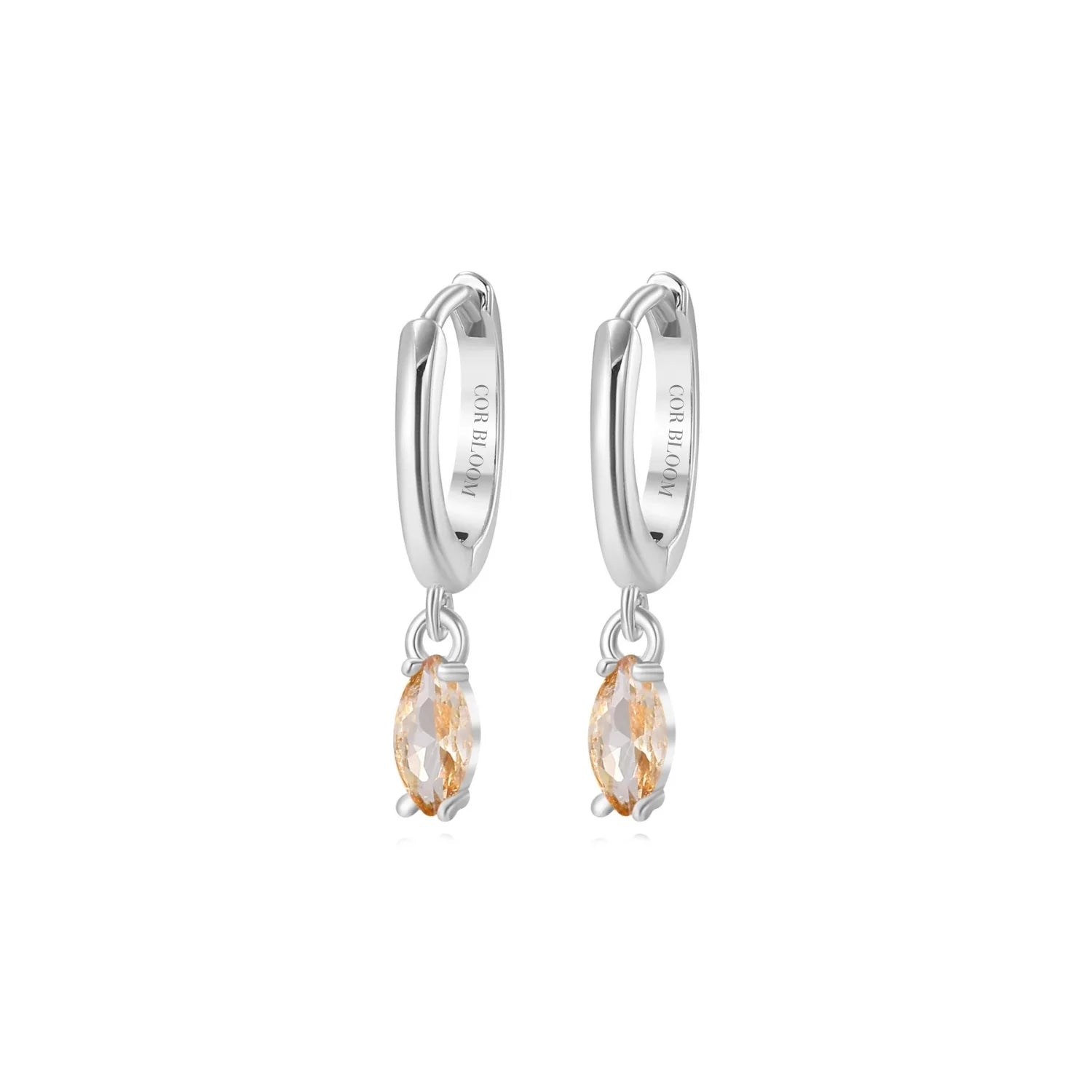 Doris Champagne Marquise Charm Hoop Earrings
